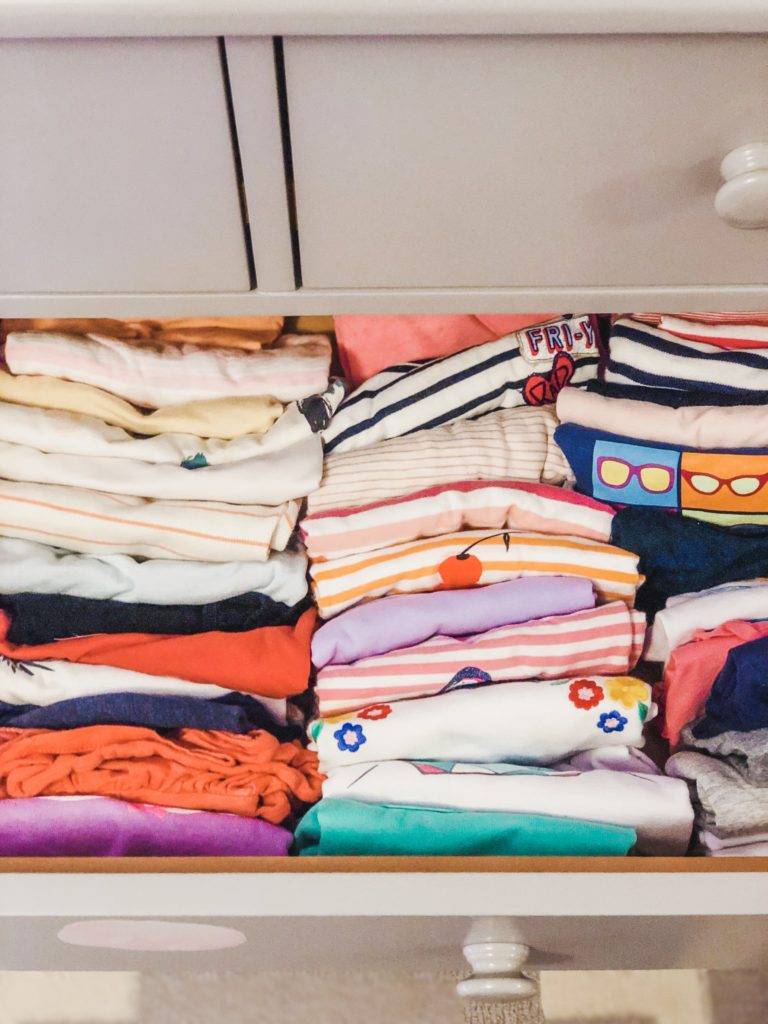 vertically folded clothing, marie kondo fold